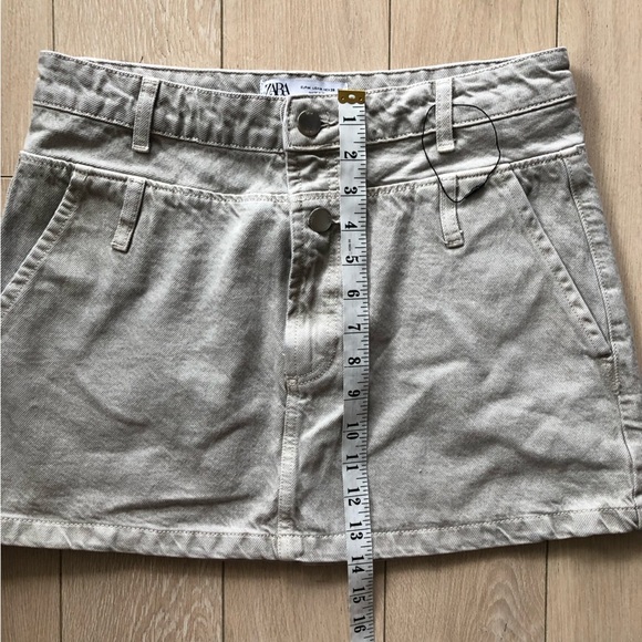 NWOT Zara Gray Denim Mini Skirt Double Waisted Size Medium Cowgirl - Picture 4 of 10